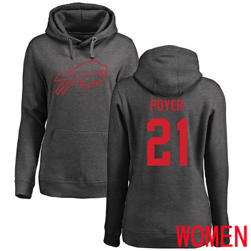 NFL Women Buffalo Bills #21 Jordan Poyer Ash One Color Pullover Hoodie Sweatshirt->women nfl jersey->Women Jersey